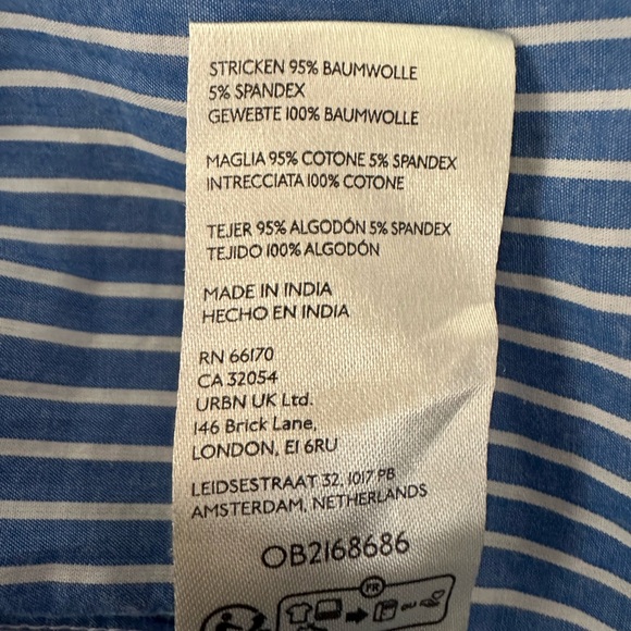 By Anthropologie Blue and White Striped Swing Top Ladies Large‎ NWT - Picture 7 of 8